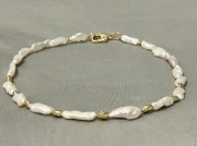 Naszyjnik 49 cm Perły barokowe podłużne Nugettsy Złocone 24K