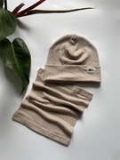Czapka komin 100% merino zestaw nowy