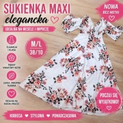 Sukienka maxi kwiaty M/L 38 elegancka wesele