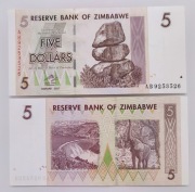 ZIMBABWE 5 dolarów 2007 UNC P66