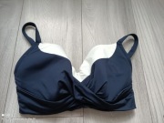 Strój plażowy góra od bikini  granatowo biała esotiq 70 g