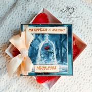 kartka ślubna w pudełku piękna i bestia handmade