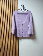 Liliowy sweter kardigan Plus Size 