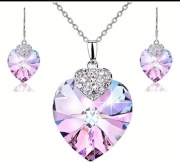 Komplet biżuterii kryształowy naszyjnik wisiorek kolczyki + pudełko KPL52