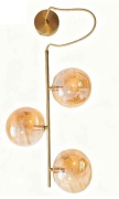 Lampa wisząca złota 3 szklane klosze bursztynowe, na żarówki E14
