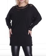 Womanary piękny dekolt czarna tunika plus size xxxl 48 50