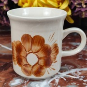 Ręcznie malowany ceramiczny kubek - Brązowe kwiaty - K - 300 ml #2