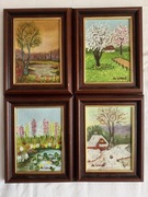 Cztery pory roku – komplet 4 obrazów malowanych na płótnie | dekoracyjne