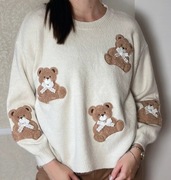 Nowy sweter z misiem misiami miś smietankowy 