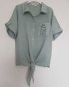 Lniana koszula khaki S