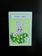 Kartka wielkanocna, quilling, ręcznie robiona, zajączek