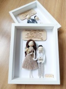 Podziękowanie dla rodziców chrzestnych, dziadków komunia ramka makrama