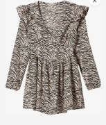 Bershka sukenka dekolt V zebra XS