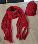 Szal i czapka komplet damski nowy ażurowy 