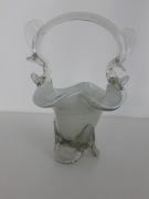 Szklany koszyk PRL 21 cm