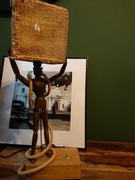 Lampka nocna drewno, stołowa, żarówka,  E14, manekin