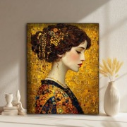 Obraz - Reprodukcja na płótnie: Złoty Portret Kobiety - drewniana rama