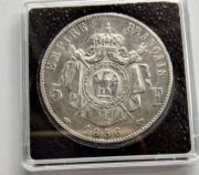 Francja 5 Franków 1856 r Napoleon III Srebro 