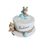 Miś misie dekoracja na tort masa cukrowa chrzest 