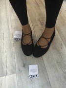 (42) Asos Design/ Czarne baleriny wieczorowe z Londynu, Nowe