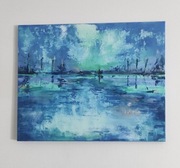 Jezioro abstrakcja 40/50 akryl na płótnie.