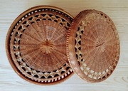 Zestaw koszyk plecionka szkatułka vintage PRL rękodzieło boho pudełko