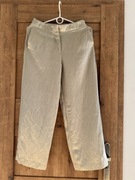 Spodnie damskie 34 Massimo Dutti wiskoza len khaki satin len pearl grey 7/8
