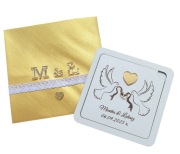 Drewniana kartka ślubna, dla Pary Młodej, złote lustro, prezent, ślub 