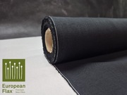 Tkanina 100% len czarny odzieżowy miękki cienki