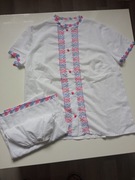 Biała lekka piżama długie spodnie r 40/42