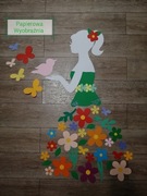 Gazetka dekoracja szkolna tablice okno Pani wiosna