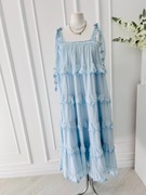 Bawełniana sukienka obszerna oversize wiązane ramiączka haft 36 S