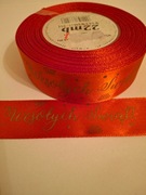 Wstążka tasiemka świąteczna czerwona szer.25 mm; dł.22 m