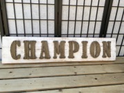 3D Champion szyld, napis, deska drewniana, logo