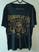 Unikatowy, zjawiskowy czarny T-shirt , złoty nadruk  Robins Jean  r. L