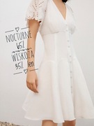 Nocturne sukienka wiskoza len lniana biała gorsetowa ażurowa 40 L 