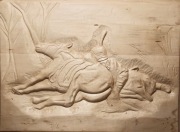 Płaskorzeźba inspirowana obrazem W.Kossaka "Huzar francuski na śniegu"