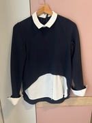 Granatowa bluza/sweterek z białą koszulą, ZARA Trafaluc
