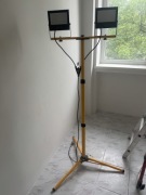 ZESTAW HALOGEN naświetlacz 2x 50W 4500K LAMPA LED STATYW budowlany wtyczka