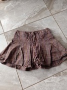 Spódniczka krótka w kratkę pod spodem brązowe leginsy 110/116 kod7