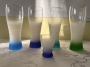 Zestaw Szklanek Szronionych + Kieliszek Kolorowe Szklanki Barowe z Lat 70