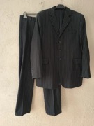 Garnitur męski, klasyczny biznesowy, czarny w paski, 3Xl, Pawis