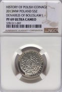 5 ZŁ DENAR BOLESŁAWA CHROBREGO 2013 NGC PF69