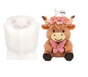 KROWA KRÓWKA w Wianku forma silikonowa 7.2*7.3 do odlewów Świec Mydła Gipsu