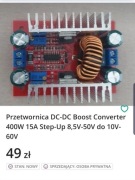 Przetwornica DC-DC Boost Converter 400W 15A Step-Up 8,5V-50V do 10V-60V 