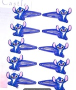 Spinka do włosów Stitch – metalowa niebieska 6,5 cm, gumowa ozdoba