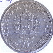 WENEZUELA 500 boliwarów 1998, Y# 79, AU