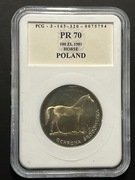 100 zł Ag - Koń 1981 - Grading PCG PR70