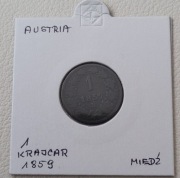 Austria 1 krajcar,1859 .austro-węgierski - Miedź 