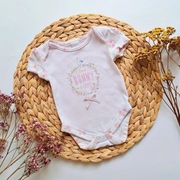 Body białe 56 kwiatki bufki krótki rękaw króliczek bawełna